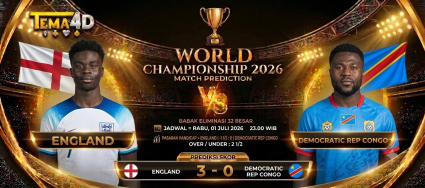 Prediksi England vs Democratic Republic of the Congo Piala Dunia 2026 The Three Lions Difavoritkan Melangkah ke Babak 16 Besar