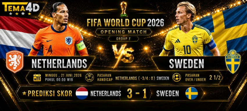 Prediksi Netherlands vs Sweden Piala Dunia 2026 Duel Penentu Puncak Grup F
