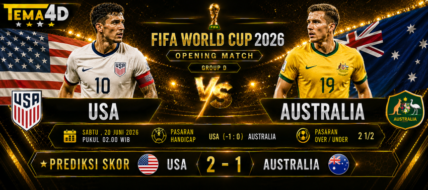 Prediksi USA vs Australia Piala Dunia 2026 Duel Puncak Grup D yang Sarat Gengsi