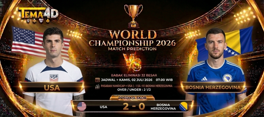 Prediksi USA vs Bosnia Herzegovina Piala Dunia 2026 Tuan Rumah Berpeluang Melaju ke Babak 16 Besar
