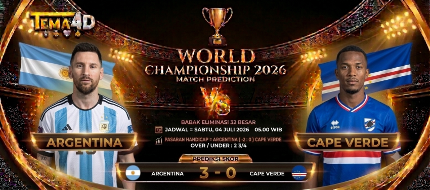 Prediksi Argentina vs Cape Verde 4 Juli 2026 Albiceleste Difavoritkan Melaju ke Babak 16 Besar