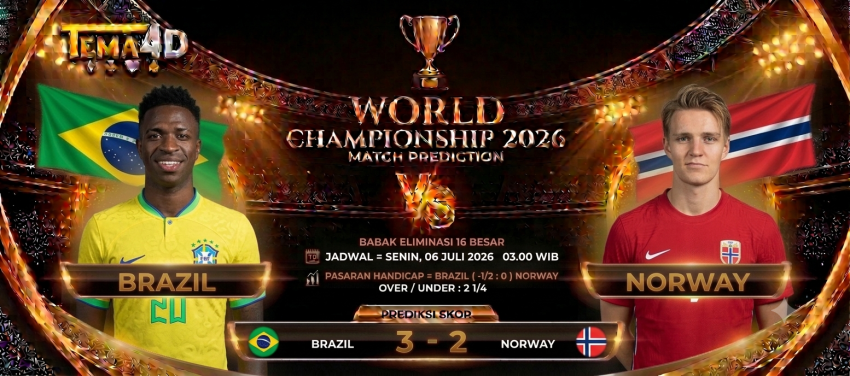 Prediksi Brazil vs Norway 6 Juli 2026 Selecao Diunggulkan Lolos ke Perempat Final Piala Dunia 2026